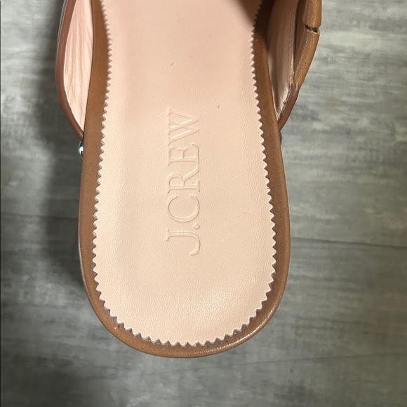 J. Crew Tan Leather Platform Mules/Clog with Silver Accents Size 8.5 - Picture 3 of 7